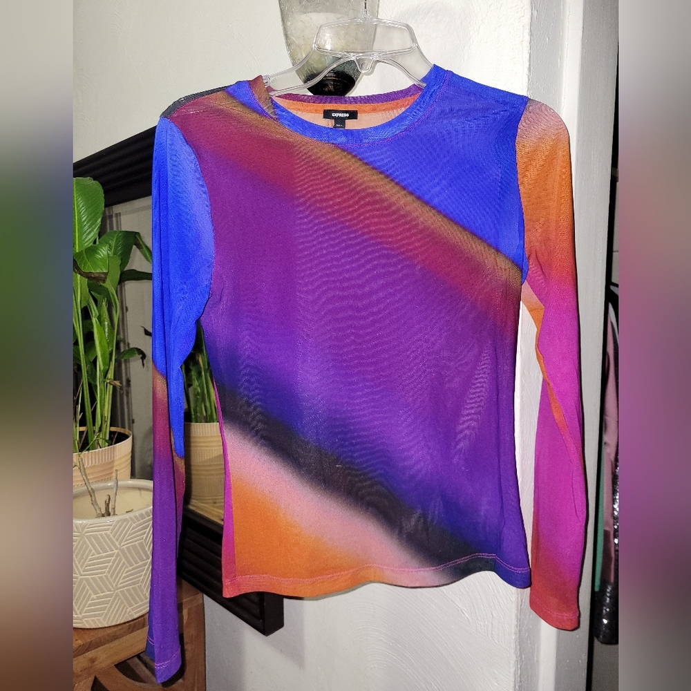 EXPRESS Sheer Multi Color Top S